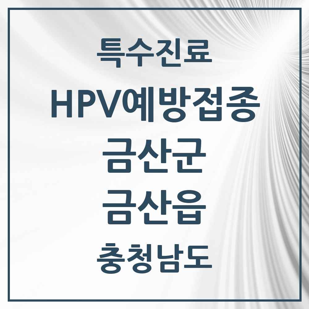 2025 충청남도 금산군 금산읍 HPV 예방접종사업 참여기관 의원·병원 목록 4곳