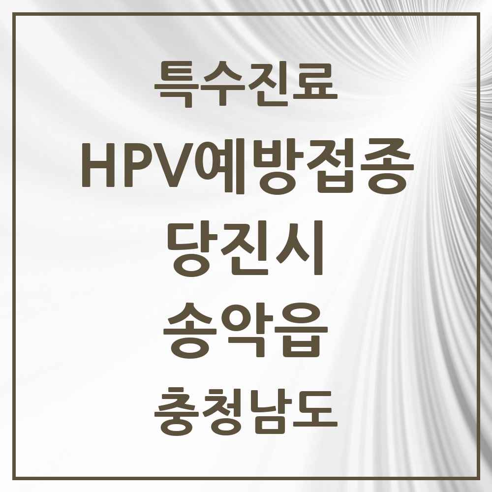 2025 충청남도 당진시 송악읍 HPV 예방접종사업 참여기관 의원·병원 목록 2곳