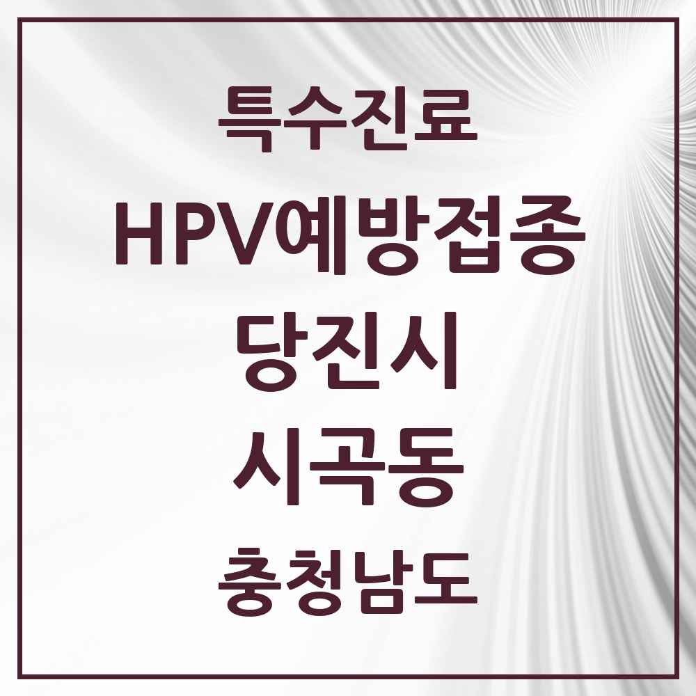 2025 충청남도 당진시 시곡동 HPV 예방접종사업 참여기관 의원·병원 목록 1곳