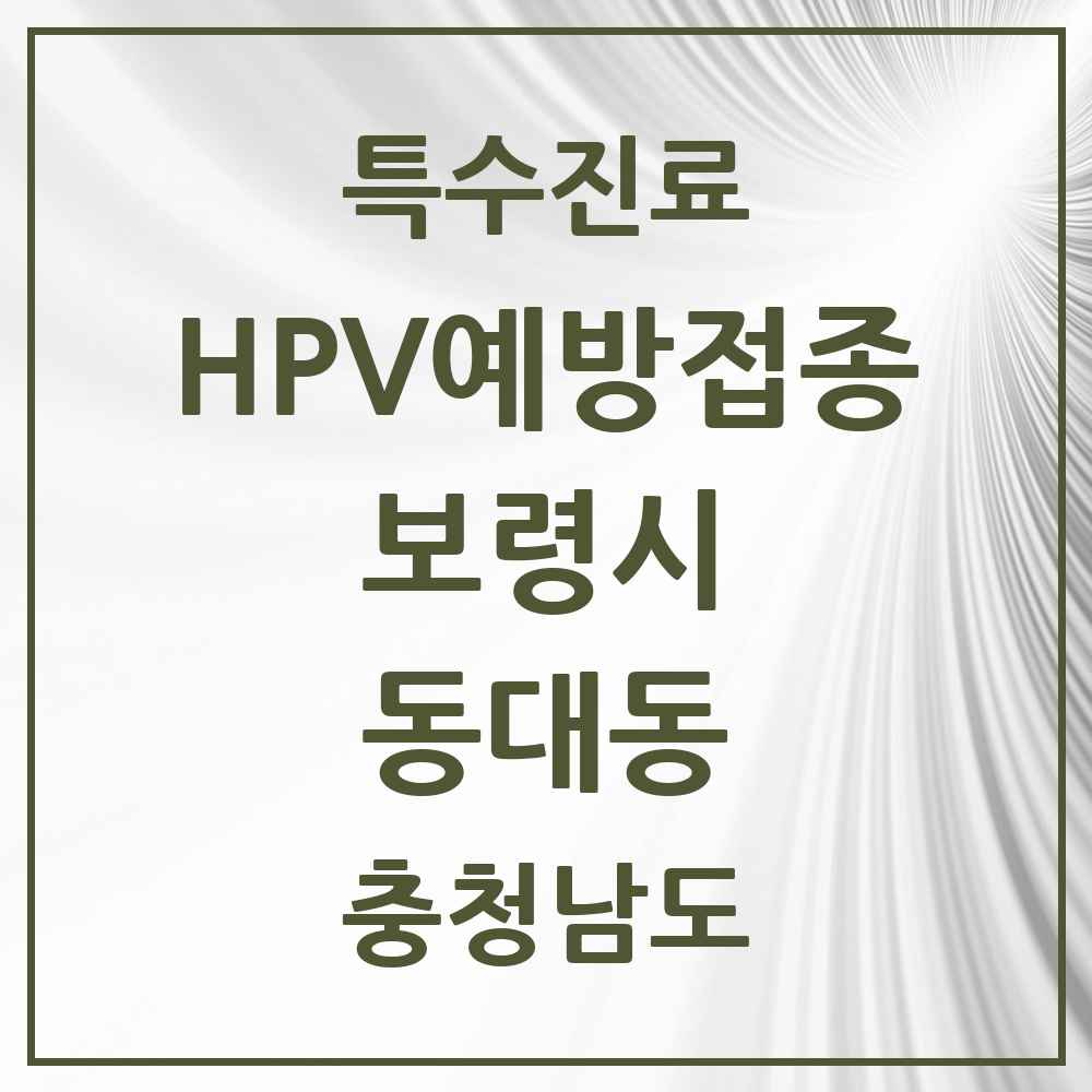 2025 충청남도 보령시 동대동 HPV 예방접종사업 참여기관 의원·병원 목록 3곳