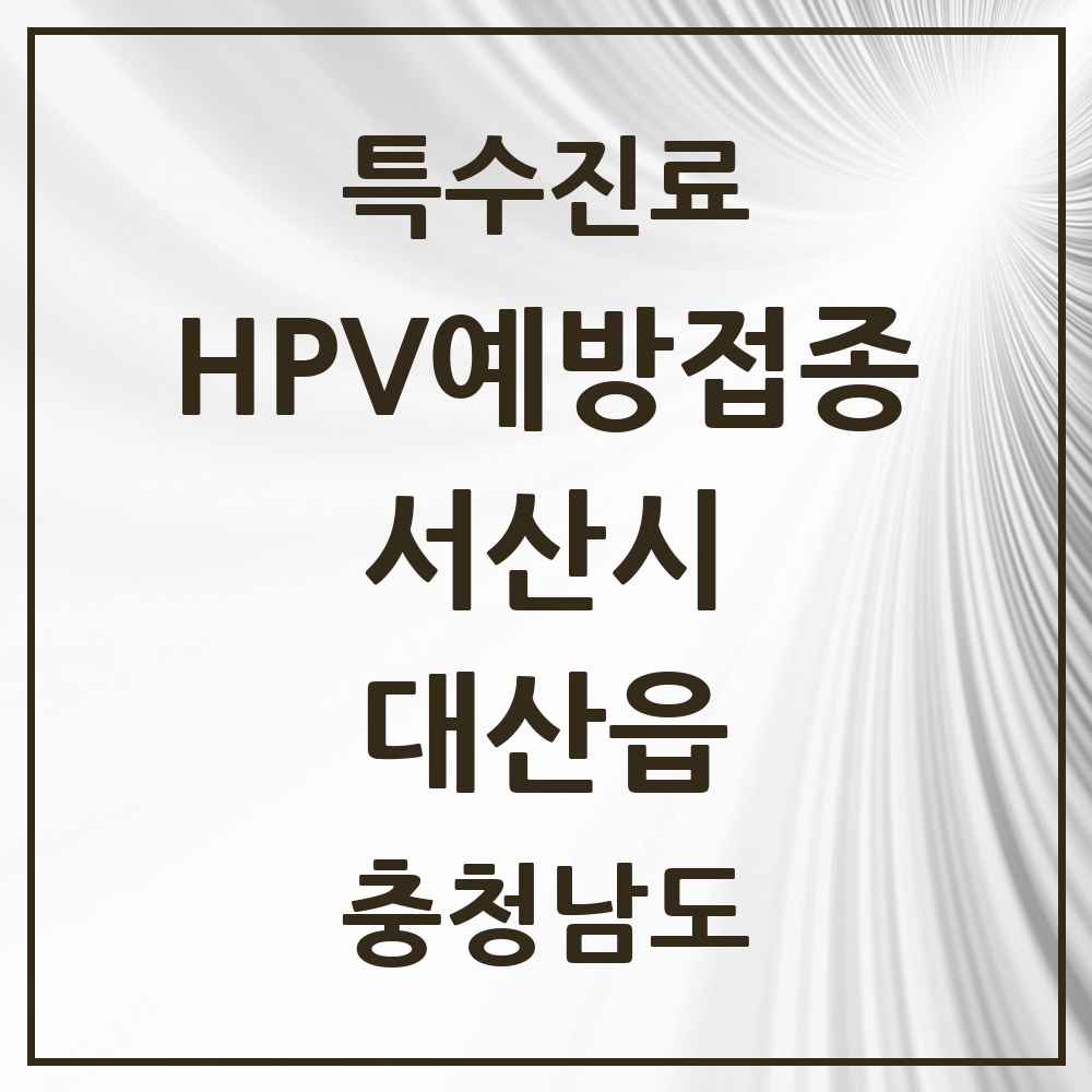2025 충청남도 서산시 대산읍 HPV 예방접종사업 참여기관 의원·병원 목록 2곳