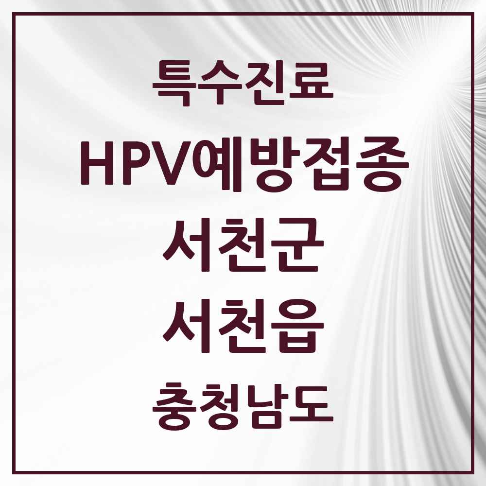2025 충청남도 서천군 서천읍 HPV 예방접종사업 참여기관 의원·병원 목록 2곳