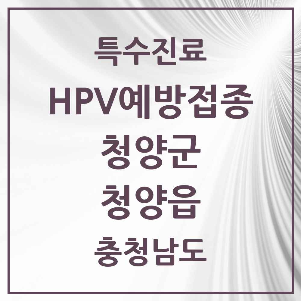 2025 충청남도 청양군 청양읍 HPV 예방접종사업 참여기관 의원·병원 목록 3곳