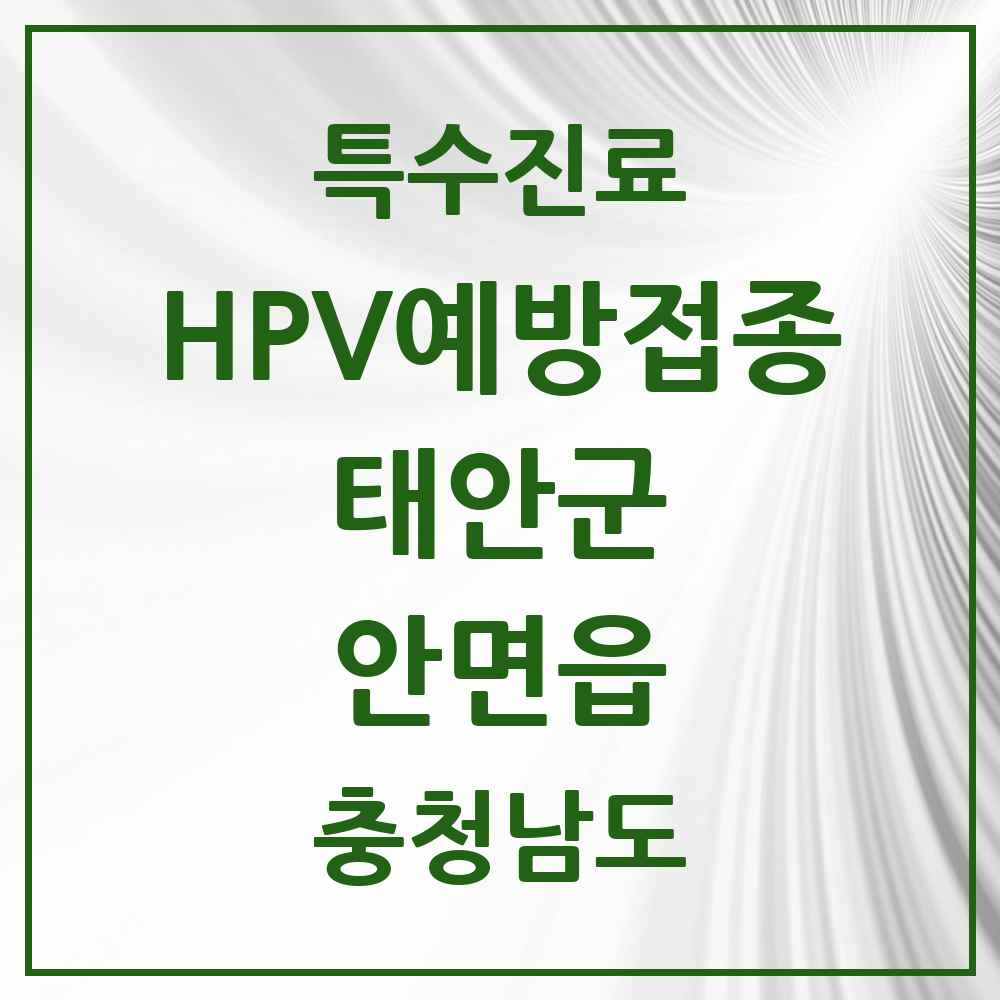 2025 충청남도 태안군 안면읍 HPV 예방접종사업 참여기관 의원·병원 목록 1곳