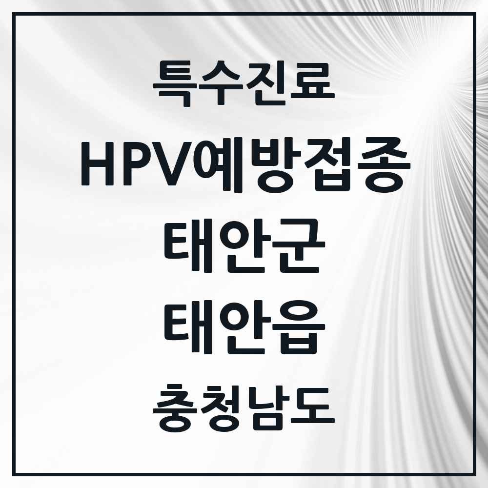 2025 충청남도 태안군 태안읍 HPV 예방접종사업 참여기관 의원·병원 목록 2곳