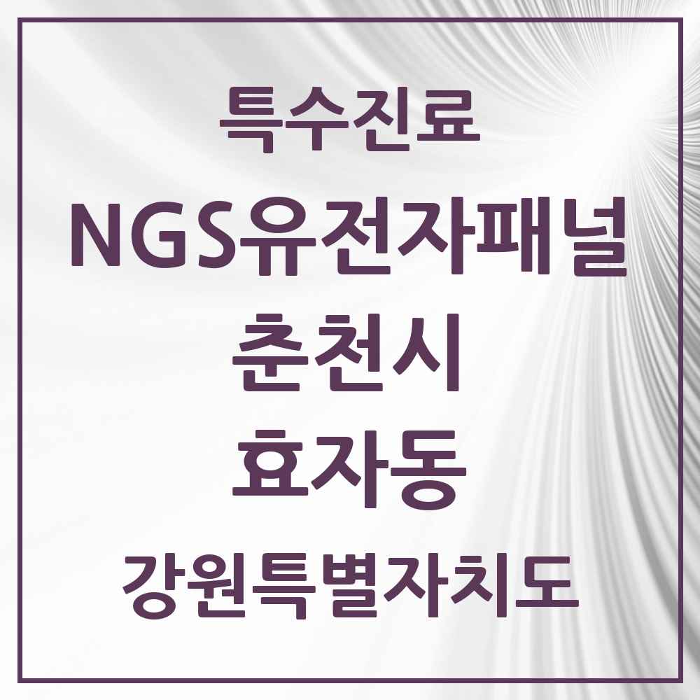 2025 강원특별자치도 춘천시 효자동 NGS유전자패널검사 실시기관 의원·병원 목록 1곳