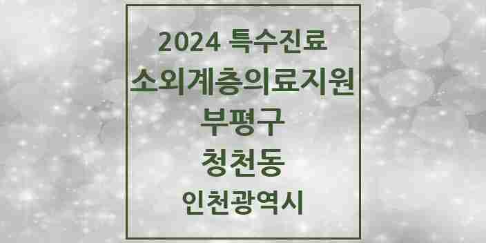 2024 청천동 소외계층 의료서비스지원 사업기관 의원·병원 모음 1곳 | 인천광역시 부평구 추천 리스트 | 특수진료