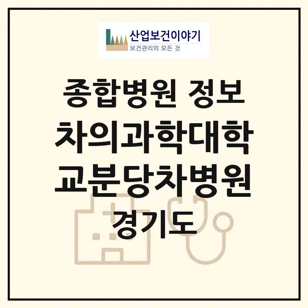 2026 차의과학대학교분당차병원 (성남시 야탑1동)|종합병원|요양기관 정보