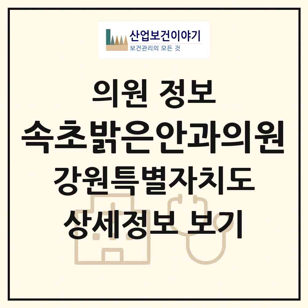 2026 속초밝은안과의원 (속초시 교동)|의원|요양기관 정보