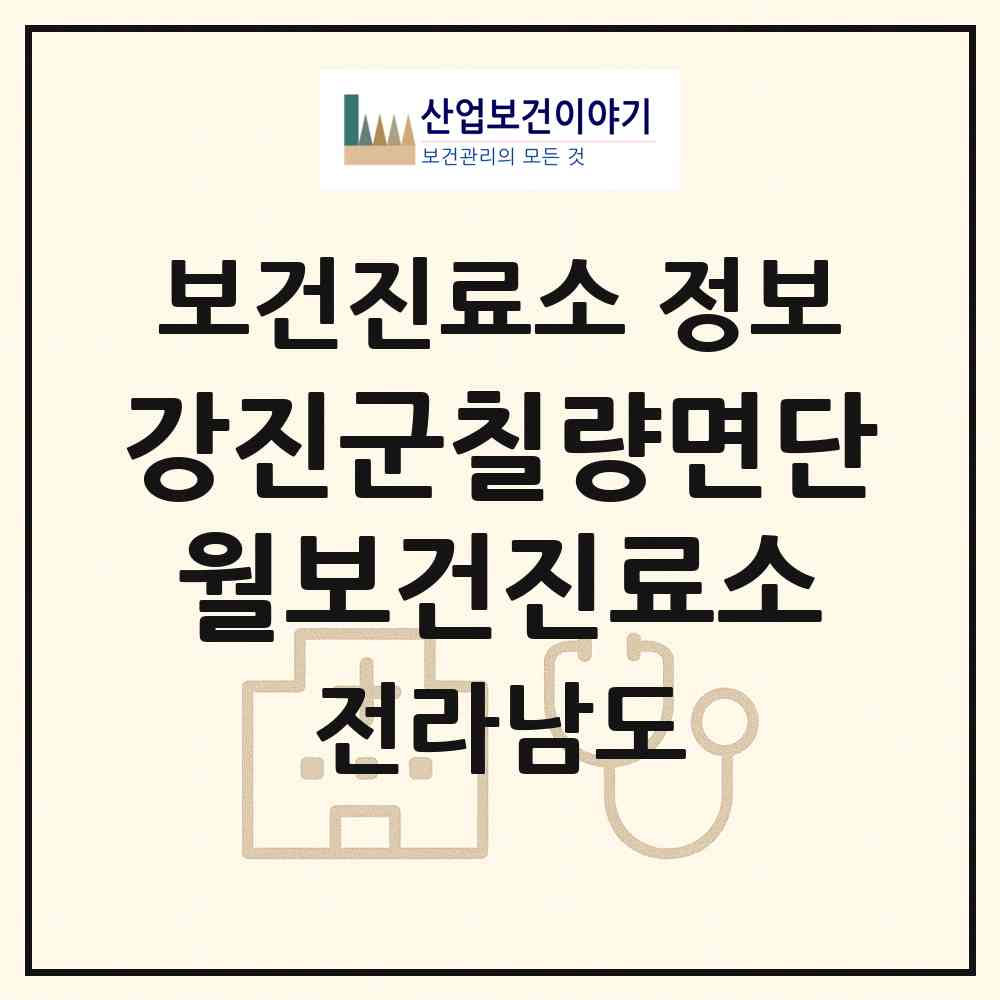 2026 강진군칠량면단월보건진료소 (강진군 칠량면)|보건진료소|요양기관 정보
