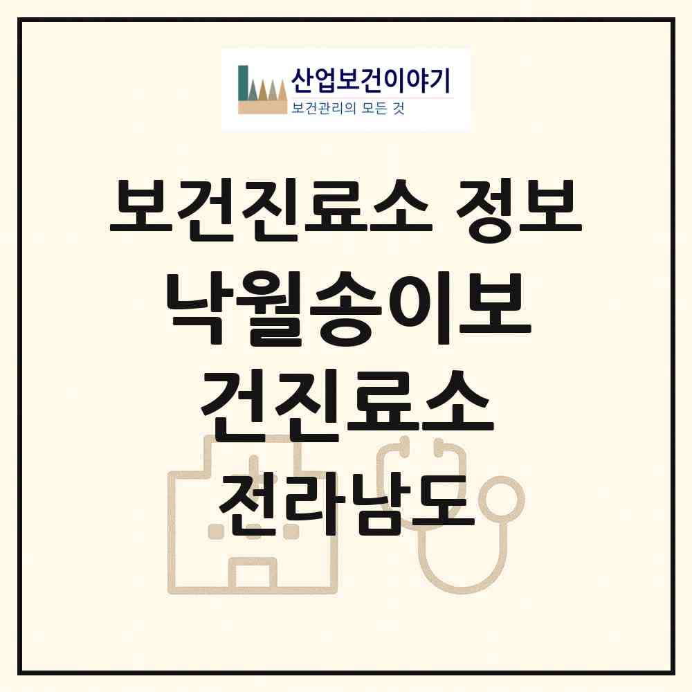 2026 낙월송이보건진료소 (영광군 낙월면)|보건진료소|요양기관 정보