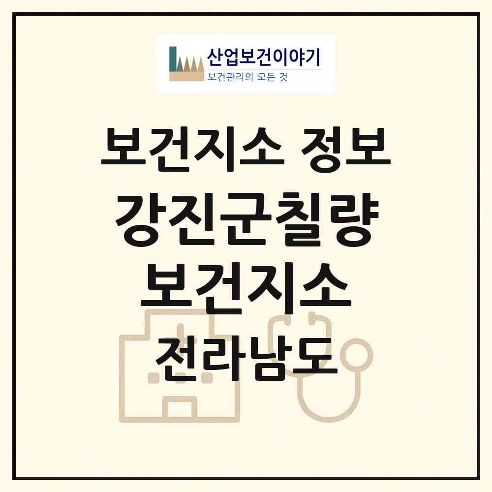 2026 강진군칠량보건지소 (강진군 칠량면)|보건지소|요양기관 정보