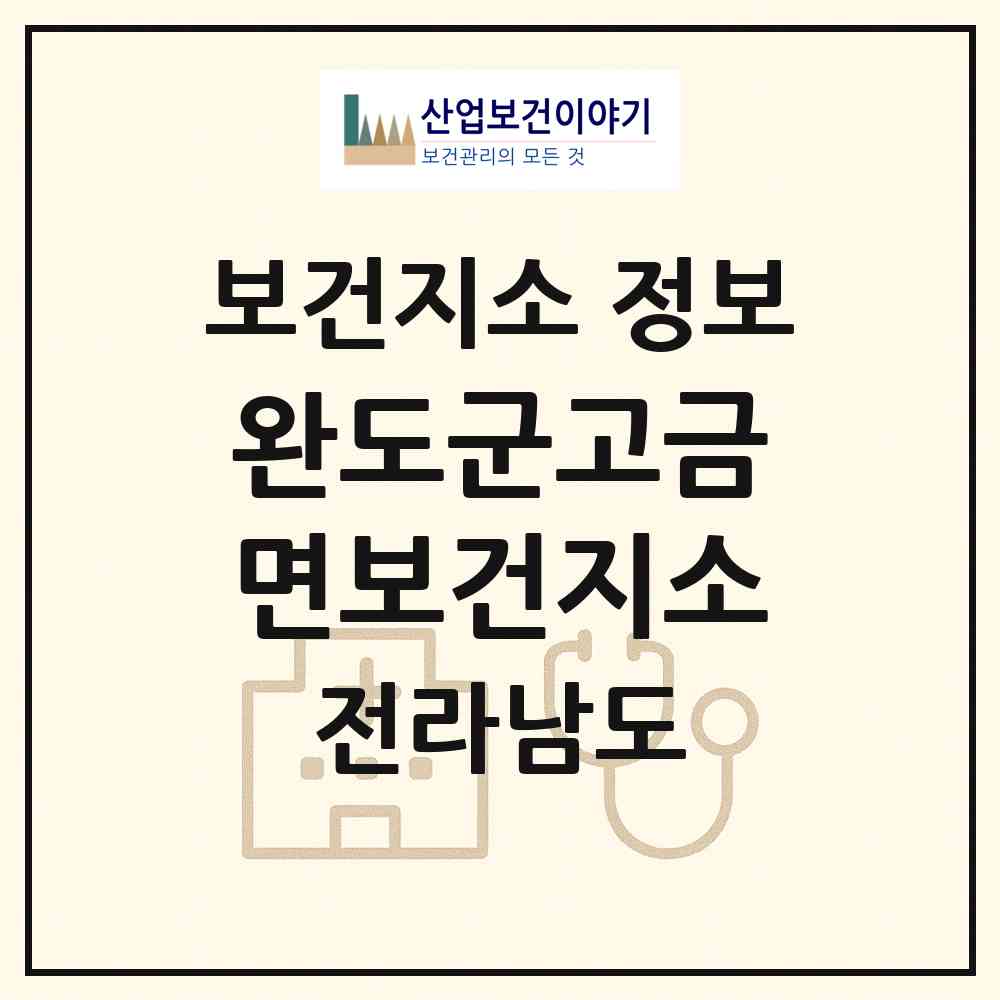 2026 완도군고금면보건지소 (완도군 고금면)|보건지소|요양기관 정보