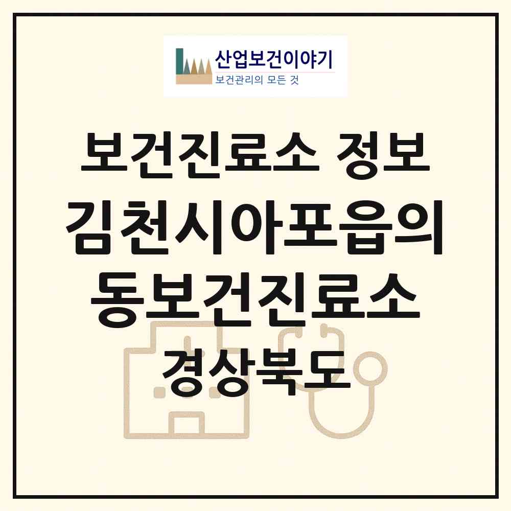 2026 김천시아포읍의동보건진료소 (김천시 아포읍)|보건진료소|요양기관 정보