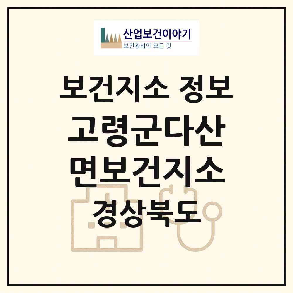 2026 고령군다산면보건지소 (고령군 다산면)|보건지소|요양기관 정보