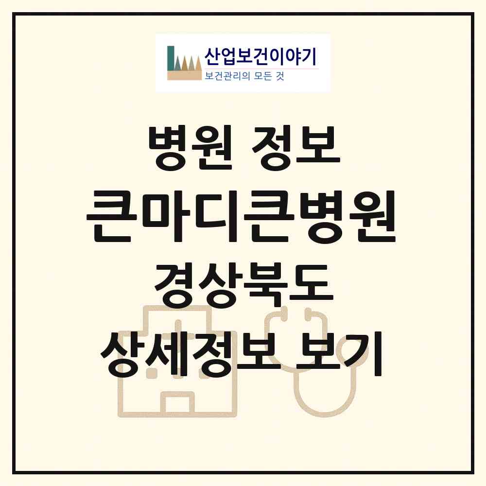 2026 큰마디큰병원 (경주시 황오동)|병원|요양기관 정보
